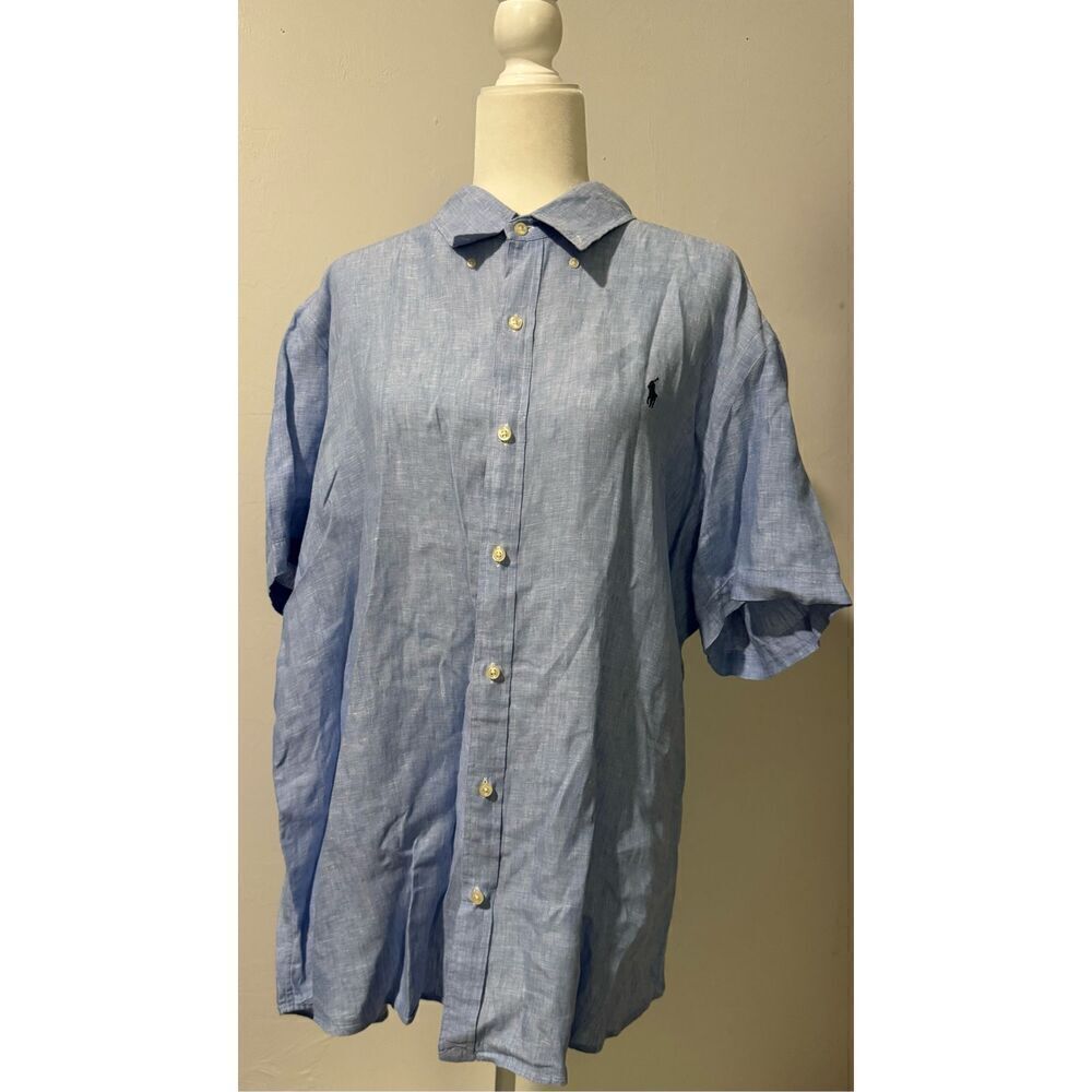 Ralph Lauren blue linen shirt blue pony logo XXL
